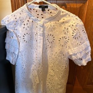 Jcrew puff sleeve eyelet top
